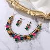 image:imageBriLove Gorgeous Jewelry Set for Women Stunning Shiny Crystal Teardrop Cluster Statement Necklace Dangle Drop Earrings Wedding Party Prom AccessoriesMulticolor GoldTone