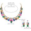 image:imageBriLove Gorgeous Jewelry Set for Women Stunning Shiny Crystal Teardrop Cluster Statement Necklace Dangle Drop Earrings Wedding Party Prom AccessoriesMulticolor GoldTone