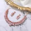 image:imageBriLove Gorgeous Jewelry Set for Women Stunning Shiny Crystal Teardrop Cluster Statement Necklace Dangle Drop Earrings Wedding Party Prom AccessoriesPink GoldTone