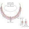 image:imageBriLove Gorgeous Jewelry Set for Women Stunning Shiny Crystal Teardrop Cluster Statement Necklace Dangle Drop Earrings Wedding Party Prom AccessoriesPink GoldTone
