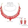 image:imageBriLove Gorgeous Jewelry Set for Women Stunning Shiny Crystal Teardrop Cluster Statement Necklace Dangle Drop Earrings Wedding Party Prom AccessoriesRuby Color GoldTone