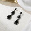 image:imageBriLove Gorgeous Shiny Rhinestones Teardrop Chandelier Long Dangle Earrings for Wedding Bridal Party Prom Jewelry AccessoriesBlack BlackTone