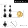 image:imageBriLove Gorgeous Shiny Rhinestones Teardrop Chandelier Long Dangle Earrings for Wedding Bridal Party Prom Jewelry AccessoriesBlack BlackTone