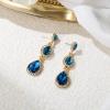 image:imageBriLove Gorgeous Shiny Rhinestones Teardrop Chandelier Long Dangle Earrings for Wedding Bridal Party Prom Jewelry AccessoriesBlue GoldTone