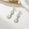 image:imageBriLove Gorgeous Shiny Rhinestones Teardrop Chandelier Long Dangle Earrings for Wedding Bridal Party Prom Jewelry AccessoriesClear SilverTone