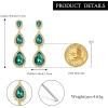 image:imageBriLove Gorgeous Shiny Rhinestones Teardrop Chandelier Long Dangle Earrings for Wedding Bridal Party Prom Jewelry AccessoriesEmerald Color GoldTone