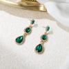image:imageBriLove Gorgeous Shiny Rhinestones Teardrop Chandelier Long Dangle Earrings for Wedding Bridal Party Prom Jewelry AccessoriesEmerald Color GoldTone
