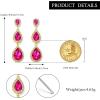 image:imageBriLove Gorgeous Shiny Rhinestones Teardrop Chandelier Long Dangle Earrings for Wedding Bridal Party Prom Jewelry AccessoriesFuchsia GoldTone