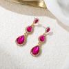 image:imageBriLove Gorgeous Shiny Rhinestones Teardrop Chandelier Long Dangle Earrings for Wedding Bridal Party Prom Jewelry AccessoriesFuchsia GoldTone
