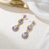image:imageBriLove Gorgeous Shiny Rhinestones Teardrop Chandelier Long Dangle Earrings for Wedding Bridal Party Prom Jewelry AccessoriesLight Purple GoldTone