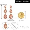 image:imageBriLove Gorgeous Shiny Rhinestones Teardrop Chandelier Long Dangle Earrings for Wedding Bridal Party Prom Jewelry AccessoriesPeach RoseGoldTone