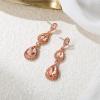 image:imageBriLove Gorgeous Shiny Rhinestones Teardrop Chandelier Long Dangle Earrings for Wedding Bridal Party Prom Jewelry AccessoriesPeach RoseGoldTone