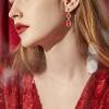 image:imageBriLove Gorgeous Shiny Rhinestones Teardrop Chandelier Long Dangle Earrings for Wedding Bridal Party Prom Jewelry AccessoriesRuby Color GoldTone