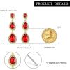 image:imageBriLove Gorgeous Shiny Rhinestones Teardrop Chandelier Long Dangle Earrings for Wedding Bridal Party Prom Jewelry AccessoriesRuby Color GoldTone