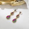 image:imageBriLove Gorgeous Shiny Rhinestones Teardrop Chandelier Long Dangle Earrings for Wedding Bridal Party Prom Jewelry AccessoriesVitrail Medium GoldTone