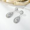 image:imageBriLove Gorgeous Wedding Rhinestones Teardrop Chandelier Long Dangle Earrings for Bridal Party Prom Jewelry AccessoriesClear SilverTone