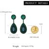 image:imageBriLove Gorgeous Wedding Rhinestones Teardrop Chandelier Long Dangle Earrings for Bridal Party Prom Jewelry AccessoriesEmerald Color BlackTone
