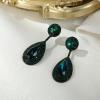 image:imageBriLove Gorgeous Wedding Rhinestones Teardrop Chandelier Long Dangle Earrings for Bridal Party Prom Jewelry AccessoriesEmerald Color BlackTone