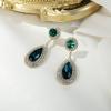 image:imageBriLove Gorgeous Wedding Rhinestones Teardrop Chandelier Long Dangle Earrings for Bridal Party Prom Jewelry AccessoriesEmerald Color GoldTone