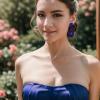 image:imageBriLove Gorgeous Wedding Rhinestones Teardrop Chandelier Long Dangle Earrings for Bridal Party Prom Jewelry AccessoriesRoyal Blue BlackTone