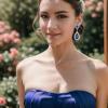 image:imageBriLove Gorgeous Wedding Rhinestones Teardrop Chandelier Long Dangle Earrings for Bridal Party Prom Jewelry AccessoriesRoyal Blue SilverTone