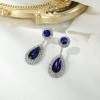 image:imageBriLove Gorgeous Wedding Rhinestones Teardrop Chandelier Long Dangle Earrings for Bridal Party Prom Jewelry AccessoriesRoyal Blue SilverTone