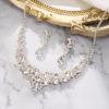 image:imageBriLove Jewelry Clipon Earrings Sparkling Austrian Crystal Teardrop Cluster Statement Necklace Set for Party Prom Accessories01Clear SilverTone