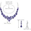 image:imageBriLove Jewelry Clipon Earrings Sparkling Austrian Crystal Teardrop Cluster Statement Necklace Set for Party Prom Accessories04Blue SilverTone