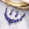 image:imageBriLove Jewelry Clipon Earrings Sparkling Austrian Crystal Teardrop Cluster Statement Necklace Set for Party Prom Accessories04Blue SilverTone