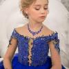 image:imageBriLove Jewelry Clipon Earrings Sparkling Austrian Crystal Teardrop Cluster Statement Necklace Set for Party Prom Accessories04Blue SilverTone