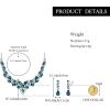 image:imageBriLove Jewelry Clipon Earrings Sparkling Austrian Crystal Teardrop Cluster Statement Necklace Set for Party Prom Accessories08Blue Topaz SilverTone