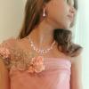image:imageBriLove Jewelry Clipon Earrings Sparkling Austrian Crystal Teardrop Cluster Statement Necklace Set for Party Prom Accessories11Pink GoldTone