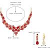 image:imageBriLove Jewelry Clipon Earrings Sparkling Austrian Crystal Teardrop Cluster Statement Necklace Set for Party Prom Accessories12Ruby Color GoldTone