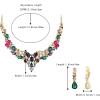 image:imageBriLove Jewelry Clipon Earrings Sparkling Austrian Crystal Teardrop Cluster Statement Necklace Set for Party Prom Accessories13Multicolor GoldTone