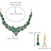 image:imageBriLove Jewelry Clipon Earrings Sparkling Austrian Crystal Teardrop Cluster Statement Necklace Set for Party Prom Accessories14Emerald Color GoldTone