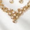 image:imageBriLove Statement Wedding Jewelery Set Shiny Gorgeous Crystal Teardrop Cluster Necklace Earrings for Womens Bridal Party Prom AccessoriesChampagne GoldTone
