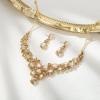 image:imageBriLove Statement Wedding Jewelery Set Shiny Gorgeous Crystal Teardrop Cluster Necklace Earrings for Womens Bridal Party Prom AccessoriesChampagne GoldTone