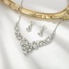 image:imageBriLove Statement Wedding Jewelery Set Shiny Gorgeous Crystal Teardrop Cluster Necklace Earrings for Womens Bridal Party Prom AccessoriesClear SilverTone