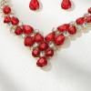 image:imageBriLove Statement Wedding Jewelery Set Shiny Gorgeous Crystal Teardrop Cluster Necklace Earrings for Womens Bridal Party Prom AccessoriesRuby Color GoldTone