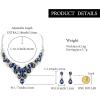 image:imageBriLove Statement Wedding Jewelery Set Shiny Gorgeous Crystal Teardrop Cluster Necklace Earrings for Womens Bridal Party Prom AccessoriesSapphire Color SilverTone
