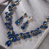 image:imageBriLove Womens Wedding Bridal Crystal Teardrop Cluster Statement Necklace Dangle Earrings Set06Navy Blue GoldTone