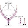 image:imageBriLove Womens Wedding Bridal Crystal Teardrop Cluster Statement Necklace Dangle Earrings Set09Pink GoldToned