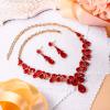 image:imageBriLove Womens Wedding Bridal Crystal Teardrop Cluster Statement Necklace Dangle Earrings Set11Peach Morganite Color RoseGoldTone