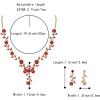 image:imageBriLove Womens Wedding Jewelry Leaf Cluster Flower Crystal Dangle Earrings Pendant Necklace Set for Bridal04Ruby Color GoldPlatedBase