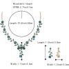 image:imageBriLove Womens Wedding Jewelry Leaf Cluster Flower Crystal Dangle Earrings Pendant Necklace Set for Bridal08Blue Topaz GoldPlatedBase