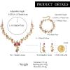 image:imageBriLove Womens Wedding Jewelry Leaf Cluster Flower Crystal Dangle Earrings Pendant Necklace Set for Bridal3PcsPink GoldPlatedBase
