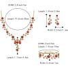 image:imageBriLove Womens Wedding Jewelry Leaf Cluster Flower Crystal Dangle Earrings Pendant Necklace Set for Bridal3PcsRuby Color GoldPlatedBase