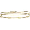image:imageBriLove Dainty Elegant 925 Sterling Silver Cubic Zirconia 2 Layer Birthstone Bracelets for WomenSix Emerald Cut Tennis Bracelet Birthday Prom Gifts JewelryChampagne GoldTone