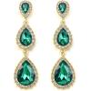 image:imageBriLove Gorgeous Shiny Rhinestones Teardrop Chandelier Long Dangle Earrings for Wedding Bridal Party Prom Jewelry AccessoriesEmerald Color GoldTone