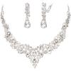 image:imageBriLove Jewelry Clipon Earrings Sparkling Austrian Crystal Teardrop Cluster Statement Necklace Set for Party Prom Accessories01Clear SilverTone